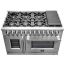 FORNO Massimo 48-Inch Freestanding French Door Dual Fuel Range in Stainless Steel - FFSGS6325-48