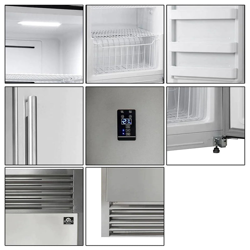 Forno 2-Piece Appliance Package - 48-Inch Dual Fuel Range  & 60-Inch Pro-Style Refrigerator in Stainless Steel