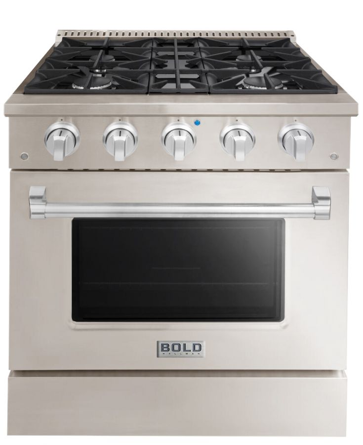 Hallman 30 In. Propane Gas Range, Stainless Steel with Chrome Trim - Bold Series, HBRG30CMSS-LP