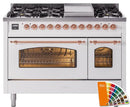 ILVE 48" Nostalgie II Series Freestanding Double Oven Dual Fuel Range with 8 Sealed Burners and Griddle - UP48FNMP
