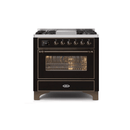 ILVE 36 Inch Majestic II Series Dual Fuel Natural Gas Range with 6 Burners and Griddle with 3.5 cu. ft. Oven Capacity TFT Oven Control Display UM09FDNS3
