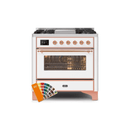 ILVE 36 Inch Majestic II Series Dual Fuel Natural Gas Range with 6 Burners and Griddle with 3.5 cu. ft. Oven Capacity TFT Oven Control Display UM09FDNS3