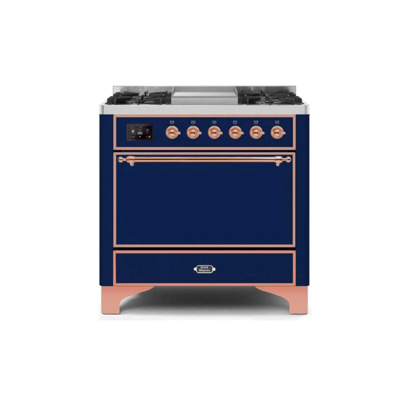 ILVE 36 Inch Majestic II Series Natural/ Propane Gas Burner and Electric Oven Range with 6 Sealed Burners UM09FDQNS3