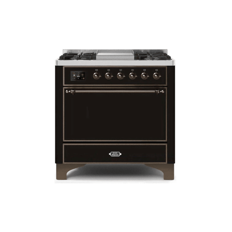 ILVE 36 Inch Majestic II Series Natural/ Propane Gas Burner and Electric Oven Range with 6 Sealed Burners UM09FDQNS3