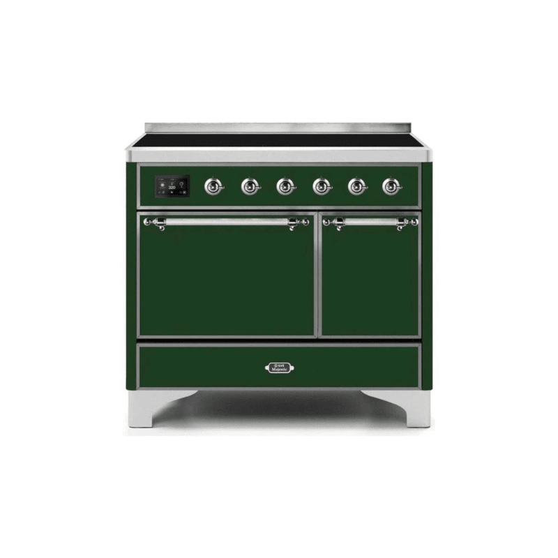 ILVE 40 Inch Majestic II Series Induction Range with 6 Elements Dual Ovens TFT Control Display Solid Oven Door UMDI10QNS3