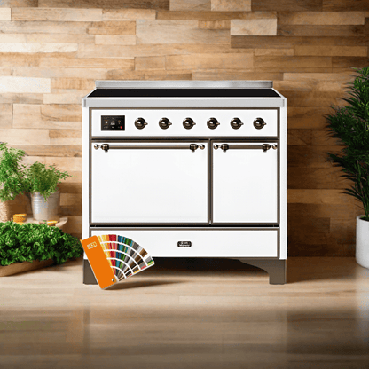 ILVE 40 Inch Majestic II Series Induction Range with 6 Elements Dual Ovens TFT Control Display Solid Oven Door UMDI10QNS3