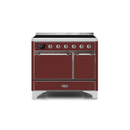 ILVE 40 Inch Majestic II Series Induction Range with 6 Elements Dual Ovens TFT Control Display Solid Oven Door UMDI10QNS3