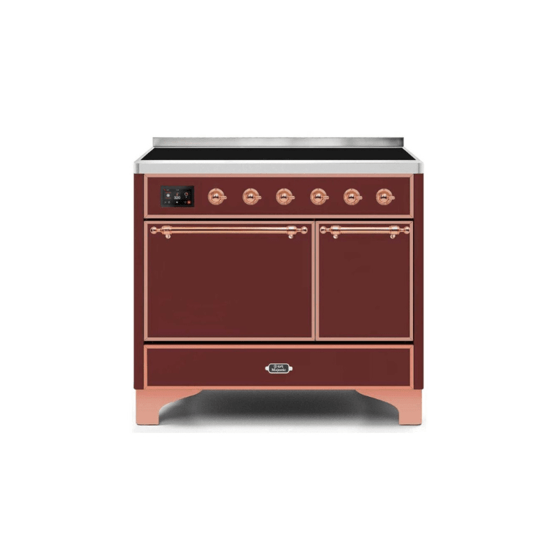 ILVE 40 Inch Majestic II Series Induction Range with 6 Elements Dual Ovens TFT Control Display Solid Oven Door UMDI10QNS3