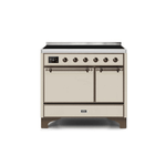 ILVE 40 Inch Majestic II Series Induction Range with 6 Elements Dual Ovens TFT Control Display Solid Oven Door UMDI10QNS3