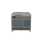 ILVE 40 Inch Majestic II Series Induction Range with 6 Elements Dual Ovens TFT Control Display Solid Oven Door UMDI10QNS3