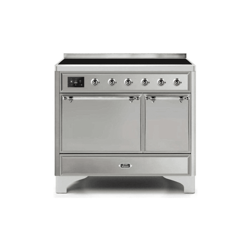 ILVE 40 Inch Majestic II Series Induction Range with 6 Elements Dual Ovens TFT Control Display Solid Oven Door UMDI10QNS3