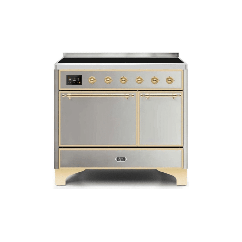 ILVE 40 Inch Majestic II Series Induction Range with 6 Elements Dual Ovens TFT Control Display Solid Oven Door UMDI10QNS3