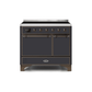 ILVE 40 Inch Majestic II Series Induction Range with 6 Elements Dual Ovens TFT Control Display Solid Oven Door UMDI10QNS3