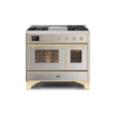 ILVE 40 Inch Majestic II Series Natural Gas/ Propane Gas Burner and Electric Oven with 6 Sealed Burners UMD10FDNS3