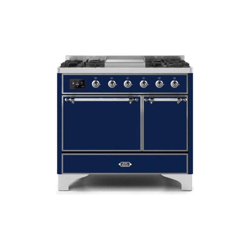 ILVE 40 Inch Majestic II Series Natural/ Propane Gas Burner and Electric Oven Range with 6 Sealed Burners UMD10FDQNS3