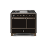 ILVE 40 Inch Majestic II Series Natural/ Propane Gas Burner and Electric Oven Range with 6 Sealed Burners UMD10FDQNS3