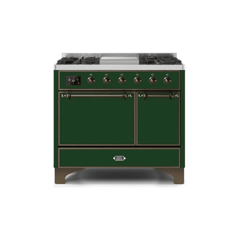 ILVE 40 Inch Majestic II Series Natural/ Propane Gas Burner and Electric Oven Range with 6 Sealed Burners UMD10FDQNS3