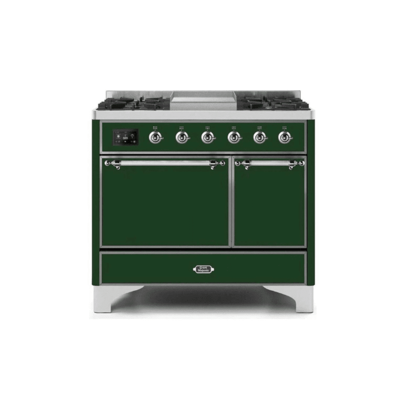 ILVE 40 Inch Majestic II Series Natural/ Propane Gas Burner and Electric Oven Range with 6 Sealed Burners UMD10FDQNS3