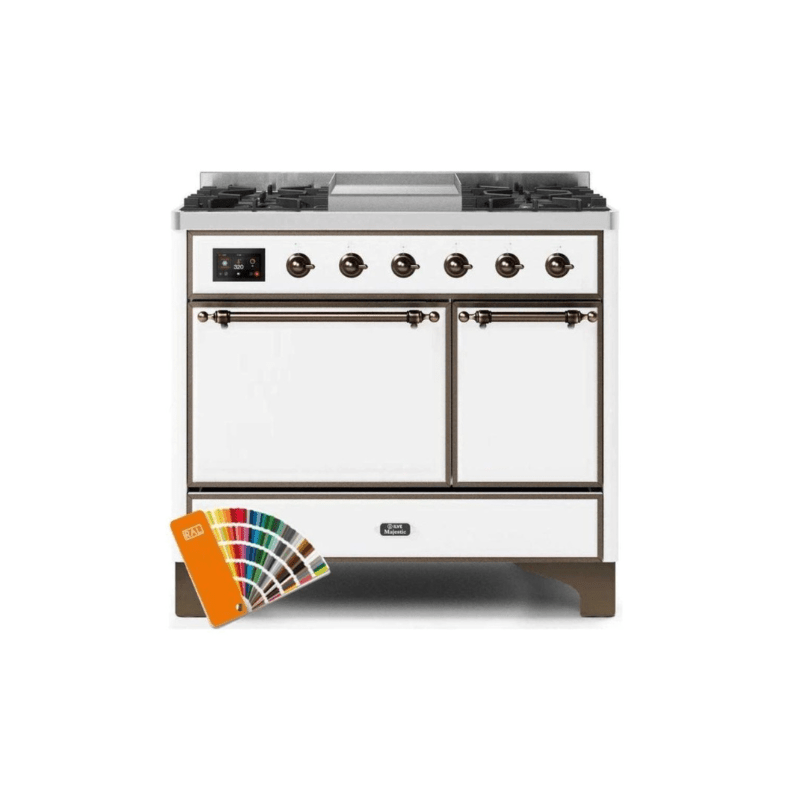 ILVE 40 Inch Majestic II Series Natural/ Propane Gas Burner and Electric Oven Range with 6 Sealed Burners UMD10FDQNS3