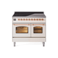 ILVE 40" Nostalgie II Series Freestanding Electric Double Oven Range with 6 Elements, Triple Glass Cool Door, Convection Oven, TFT Oven Control Display and Child Lock - UPDI406NMP