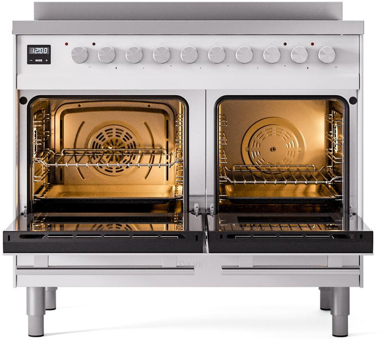 ILVE 40" Professional Plus II Series Freestanding Electric Double Oven Range with 5 Elements, Triple Glass Cool Door, Convection Oven, TFT Oven Control Display and Child Lock - UPDI406WMP