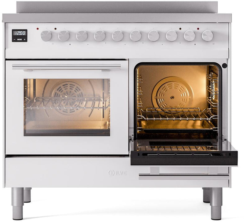 ILVE 40" Professional Plus II Series Freestanding Electric Double Oven Range with 5 Elements, Triple Glass Cool Door, Convection Oven, TFT Oven Control Display and Child Lock - UPDI406WMP