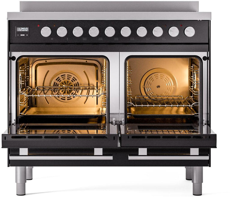 ILVE 40" Professional Plus II Series Freestanding Electric Double Oven Range with 5 Elements, Triple Glass Cool Door, Convection Oven, TFT Oven Control Display and Child Lock - UPDI406WMP