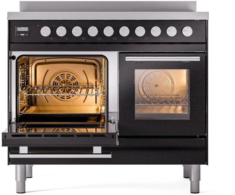 ILVE 40" Professional Plus II Series Freestanding Electric Double Oven Range with 5 Elements, Triple Glass Cool Door, Convection Oven, TFT Oven Control Display and Child Lock - UPDI406WMP