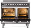 ILVE 40" Professional Plus II Series Freestanding Electric Double Oven Range with 5 Elements, Triple Glass Cool Door, Convection Oven, TFT Oven Control Display and Child Lock - UPDI406WMP