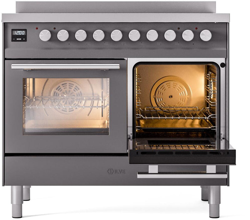 ILVE 40" Professional Plus II Series Freestanding Electric Double Oven Range with 5 Elements, Triple Glass Cool Door, Convection Oven, TFT Oven Control Display and Child Lock - UPDI406WMP