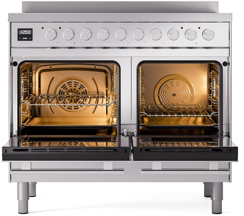 ILVE 40" Professional Plus II Series Freestanding Electric Double Oven Range with 5 Elements, Triple Glass Cool Door, Convection Oven, TFT Oven Control Display and Child Lock - UPDI406WMP