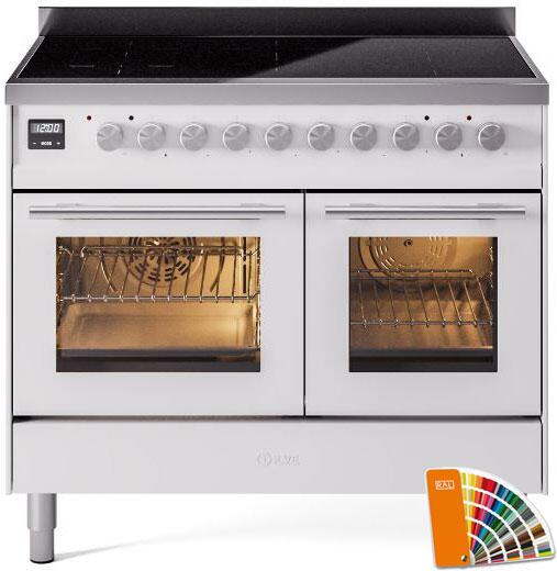 ILVE 40" Professional Plus II Series Freestanding Electric Double Oven Range with 5 Elements, Triple Glass Cool Door, Convection Oven, TFT Oven Control Display and Child Lock - UPDI406WMP