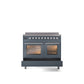 ILVE 40" Professional Plus II Series Freestanding Electric Double Oven Range with 5 Elements, Triple Glass Cool Door - UPDI406WMP