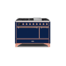ILVE 48 Inch Majestic II Series Freestanding Dual Fuel Liquid Propane Range with 8 Sealed Brass Non Stick Coated Burners and Griddle UM12FDQNS3