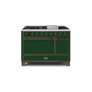 ILVE 48 Inch Majestic II Series Freestanding Dual Fuel Liquid Propane Range with 8 Sealed Brass Non Stick Coated Burners and Griddle UM12FDQNS3