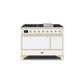 ILVE 48 Inch Majestic II Series Freestanding Dual Fuel Liquid Propane Range with 8 Sealed Brass Non Stick Coated Burners and Griddle UM12FDQNS3