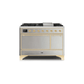 ILVE 48 Inch Majestic II Series Freestanding Dual Fuel Liquid Propane Range with 8 Sealed Brass Non Stick Coated Burners and Griddle UM12FDQNS3
