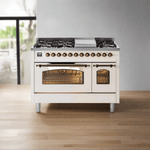 ILVE nostalgie range 48 in white with bronze knobs