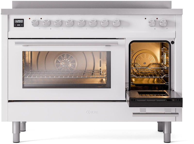 ILVE 48" Professional Plus II Series Freestanding Electric Double Oven Range with 8 Elements, Triple Glass Cool Door, Convection Oven, TFT Oven Control Display and Child Lock - UPI486WMP