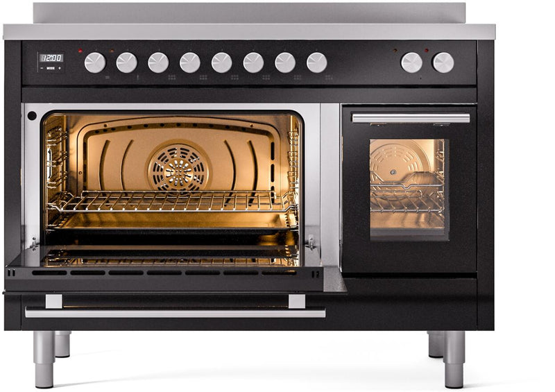 ILVE 48" Professional Plus II Series Freestanding Electric Double Oven Range with 8 Elements, Triple Glass Cool Door, Convection Oven, TFT Oven Control Display and Child Lock - UPI486WMP