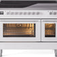 ILVE 48" Professional Plus II Series Freestanding Electric Double Oven Range with 8 Elements, Triple Glass Cool Door, Convection Oven, TFT Oven Control Display and Child Lock 