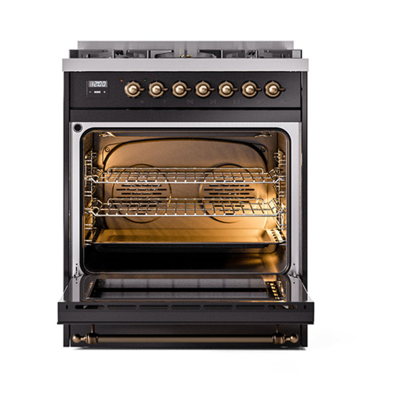 ILVE Nostalgie II 30" Dual Fuel Range with 5 Sealed Burners Solid Door - UP30QNMP