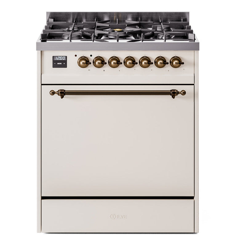 ILVE Nostalgie II 30" Dual Fuel Range with 5 Sealed Burners Solid Door - UP30QNMP