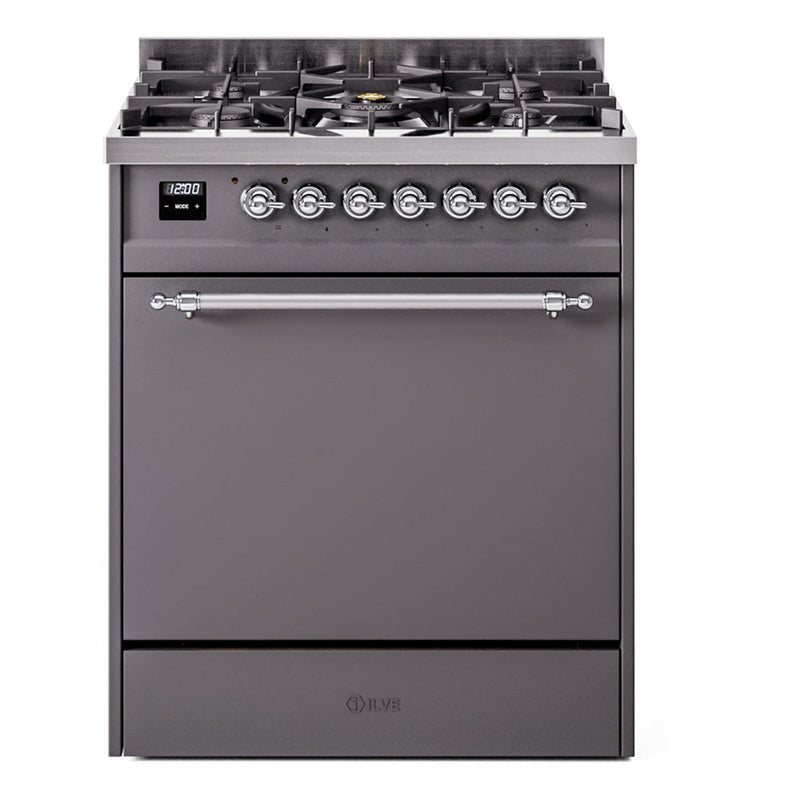 ILVE Nostalgie II 30" Dual Fuel Range with 5 Sealed Burners Solid Door - UP30QNMP