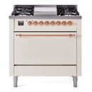 ILVE Nostalgie II 36" Dual Fuel Range with 6 Sealed Burners + Griddle Solid Door - UP36FQNMP