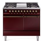 ILVE Nostalgie II 40" Dual Fuel Range with 6 Sealed Burners + Griddle Solid Door - UPD40FQNMP