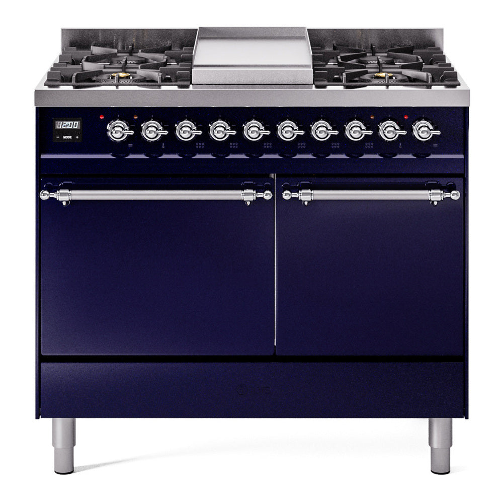 ILVE Nostalgie II 40" Dual Fuel Range with 6 Sealed Burners + Griddle Solid Door - UPD40FQNMP