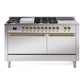 ILVE Nostalgie II 60" Dual Fuel Range with 7 Sealed Burners + Griddle + French Top Solid Door - UP60FSQNMP