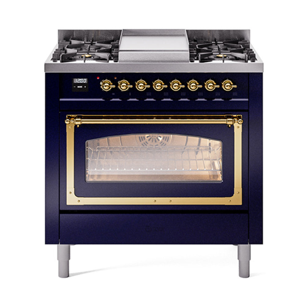 ILVE Nostalgie II Noblesse 36″ Dual Fuel Range Triple Glass Door -UN36FNMP