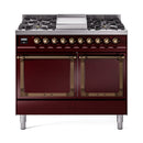 ILVE Nostalgie II Noblesse 40″ Dual Fuel Freestanding Range 6 Sealed Burners + Griddle with Solid Door - UND40FQNMP